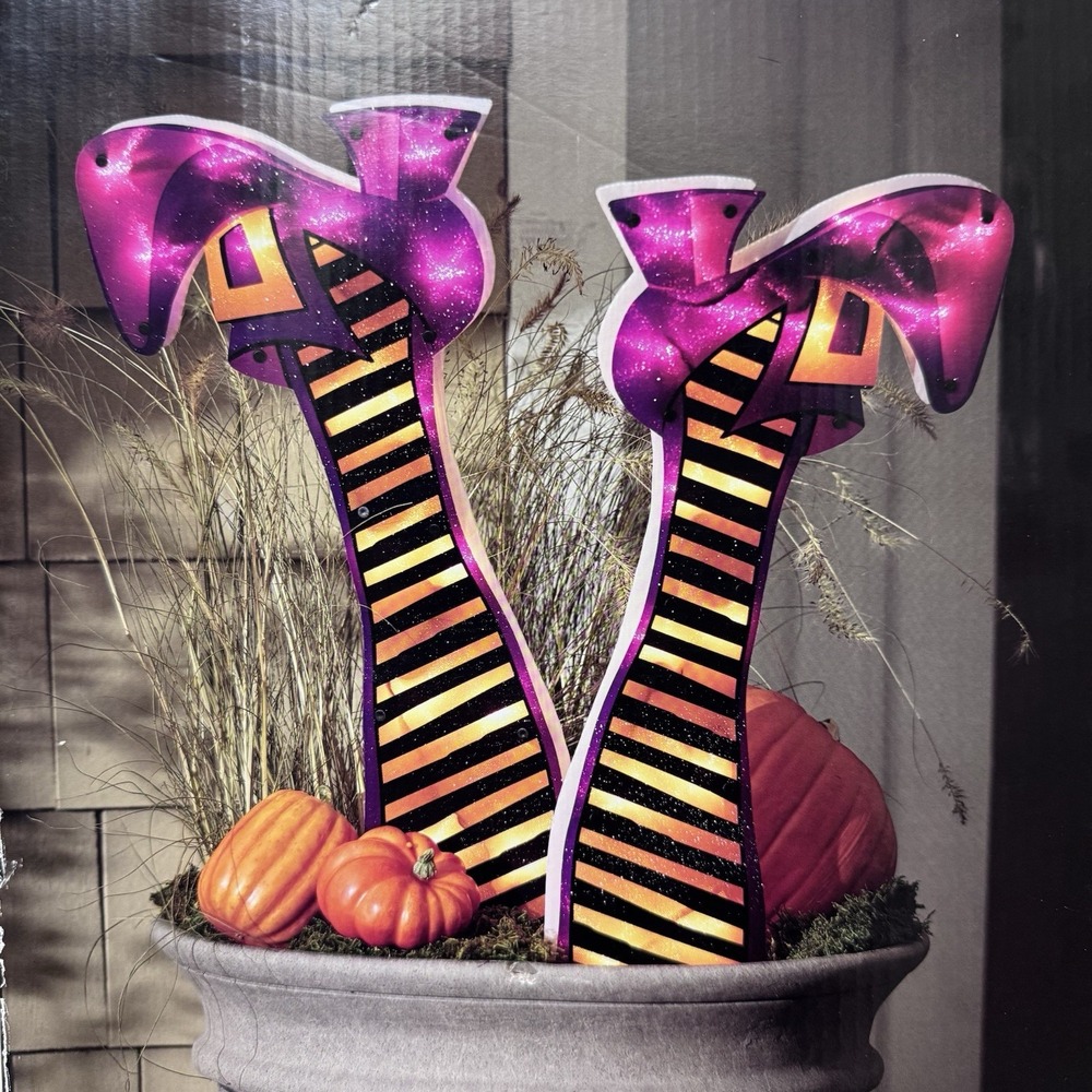 NIB 21" Light Up Wicked Witch Legs Spooky Halloween Yard Sign Impact Innovations